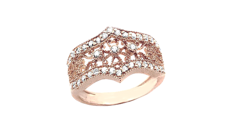 кц347 Ажурное кольцо с фианитами 