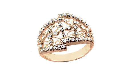 кц349 Ажурное золотое кольцо для романтической натуры.