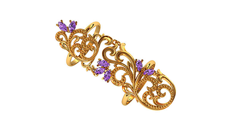 кц356 Золотое кольцо фаланговое на весь палец