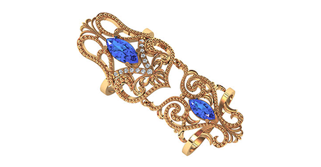 кц359 Фаланговое кольцо из золота с фианитами