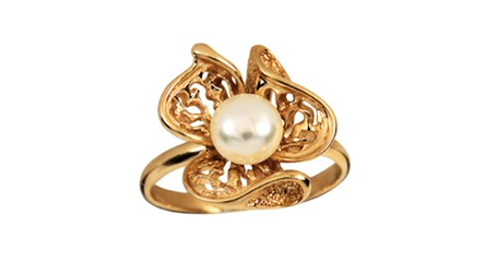 кц362 Цветок из золота с жемчугом