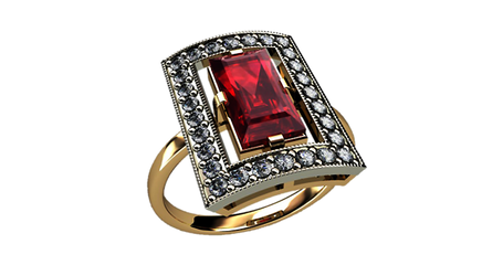 кц365 Золотое кольцо прямоугольной формы