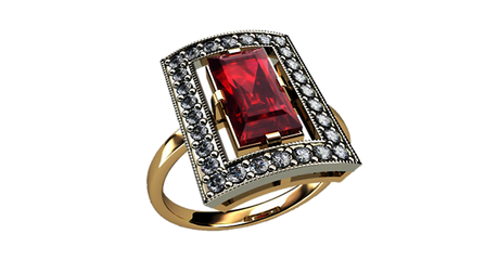 кц365 Золотое кольцо прямоугольной формы