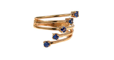 кц376 Кольцо разомкнутое с пятью фианитами 