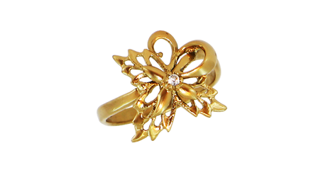 кц382 Золотой цветок с фианитом