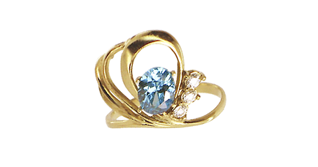 кц385 Кольцо с голубым фианитом 