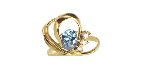 кц385 Кольцо с голубым фианитом 