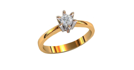 кб001 Элегантное кольцо под бриллиант с кастом из белого золота.