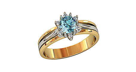 кб003 Комбинированное золотое кольцо под бриллиант.