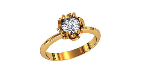 кб004 Кольцо «Золотой цветок» под бриллиант.