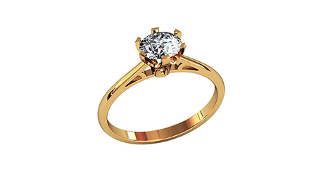 кб012 Золотое кольцо – солитер под бриллиант.