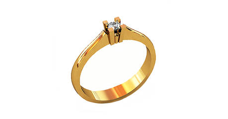 кб033 Золотое кольцо под бриллиант в классическом стиле.