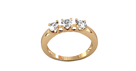 кб065 Золотое кольцо с тремя камушками 