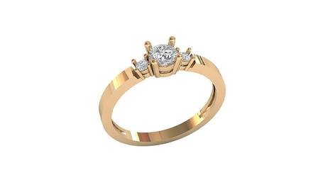 кб083 Золотое кольцо с тремя камушками.