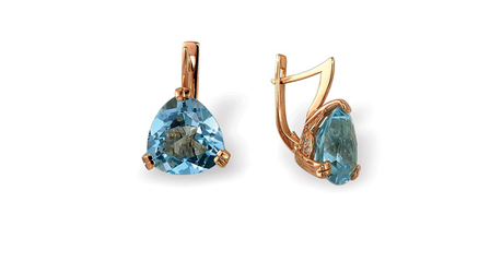 кт016 Золотые серьги с крупными камнями.