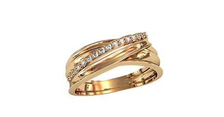 кт035 Золотое кольцо с дорожкой из фианитов