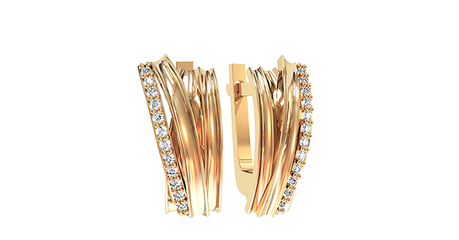 кт036 Серьги из золота с мелкими фианитами.