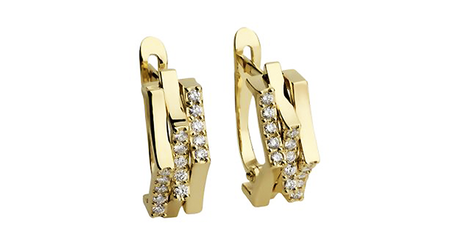 кт038 Золотые серьги с фианитами.