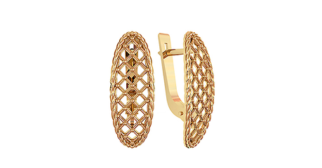 кт056 Золотые серьги вытянутой формы