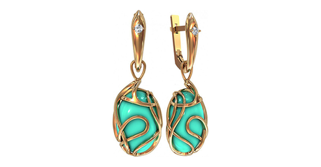 кт062 Винтажные серьги с кабашонами.