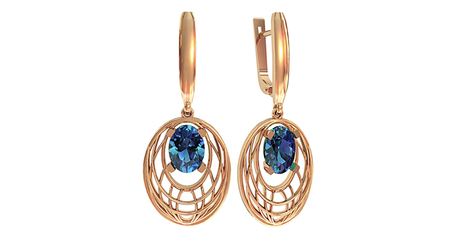 кт068 Ажурные серьги – подвески с фианитами.