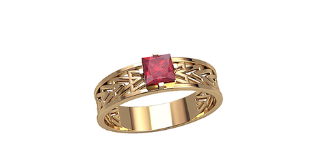 кт083 Золотое кольцо с квадратным камнем.