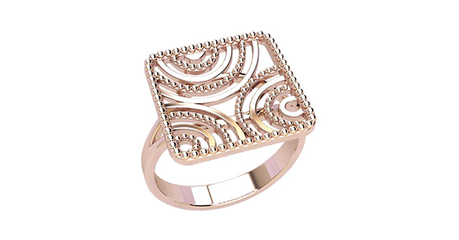 кт091 Золотое кольцо-печатка «Квадрат» без камней