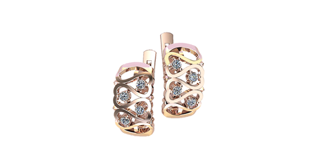 кт128 Серьги с мелкими фианитами.