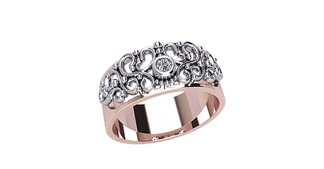 кт129 Золотое ажурное кольцо с фианитом.