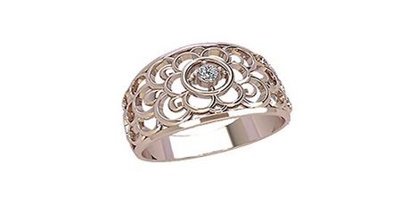 кт145 Широкое ажурное кольцо из золота.