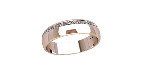 кт149 Золотое кольцо классической формы с дорожкой из фианитов. 