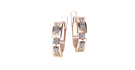 кт154 Золотые серьги с фианитами.