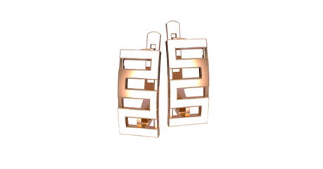 кт156 Золотые серьги прямоугольной формы.