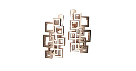 кт158 Золотые серьги «Квадраты».