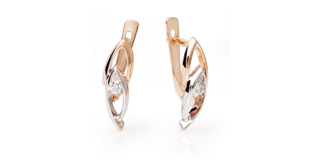 кт166 Серьги из комбинированного золота.