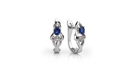 кт189 Серьги в белом золоте с фианитами.