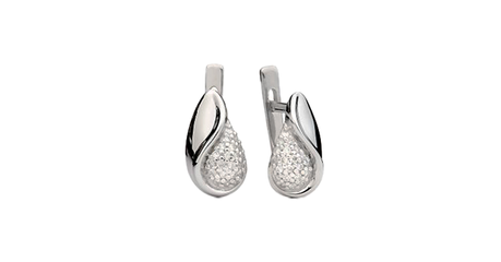 кт193 Серьги-капельки с мелкими фианитами 