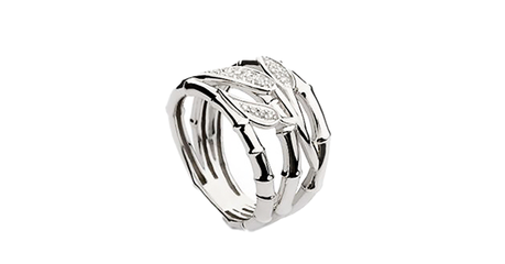 кт194 Кольцо «Бамбук» в белом золоте