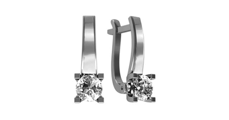 кт210 Золотые серьги с белыми фианитами.