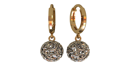 кт214 Серьги Шары ажурные без камней 