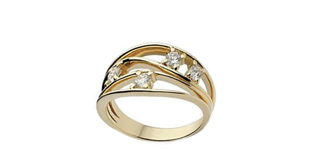 кт236 Золотое кольцо с фианитами.