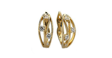 кт237 Золотые серьги с фианитами.