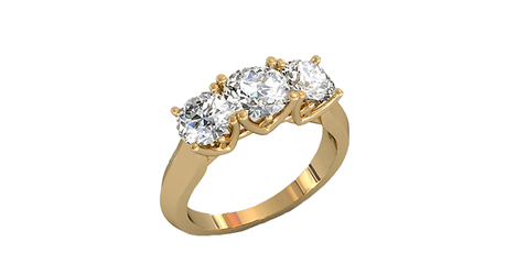 кт242 Золотое кольцо с тремя фианитами.