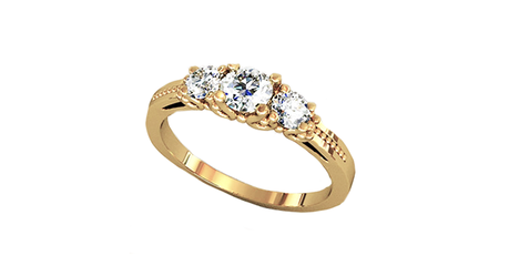 кт244 Золотое кольцо с тремя фианитами.