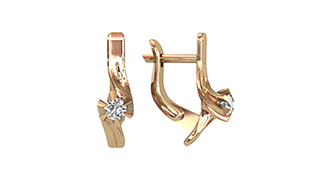 кт261 Серьги в золоте с фианитами 