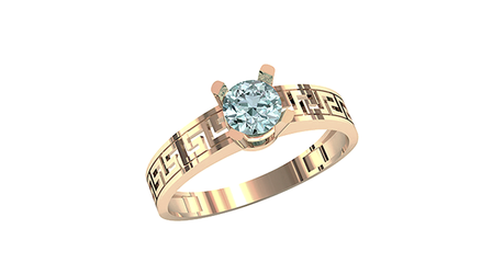 кт264 Золотое кольцо в греческом стиле.