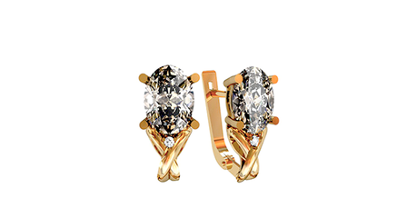 кт273 Серьги с фианитами в форме овала