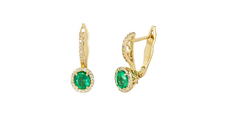 кт274 Золотые серьги с цветными вставками.