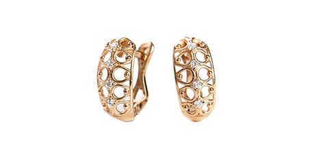 кт277 Серьги золотые с фианитами.