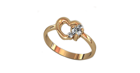 кт282 Золотое кольцо в форме сердца.